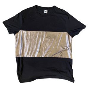 ASOS Men Black T-Shirt Tee Shiny Medium